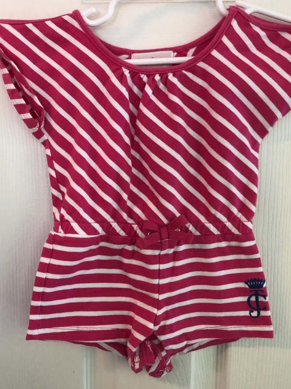 Juicy Couture Toddler Girls Red & White Stripes Romper Size 3-12 Month